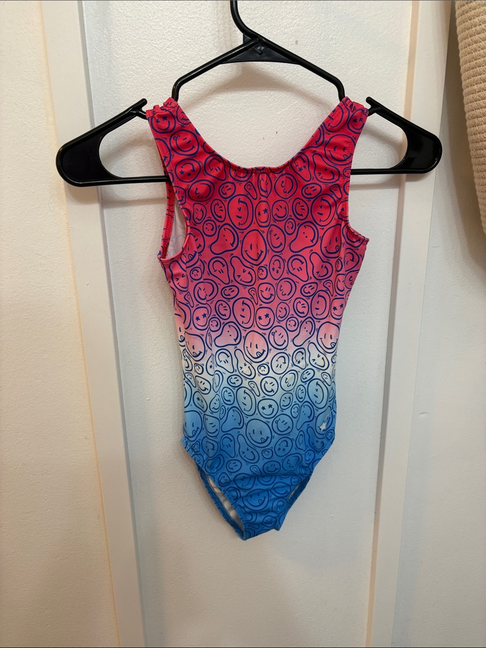 Kids Ombre Smile Print Leotard- Pink/Blue